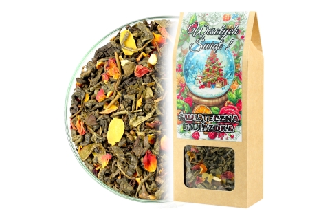 Herbata Zielona ŚWIĄTECZNA GWIAZDKA (KT) (50g) Prezent Na Mikołajki i Święta